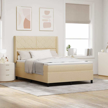 LED Box Spring Bed met hoofdeinde Crème 160 x 200 cm Stof