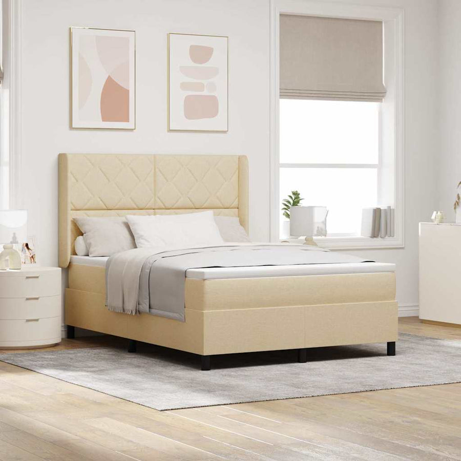 LED Box Spring Bed met hoofdeinde Crème 160 x 200 cm Stof