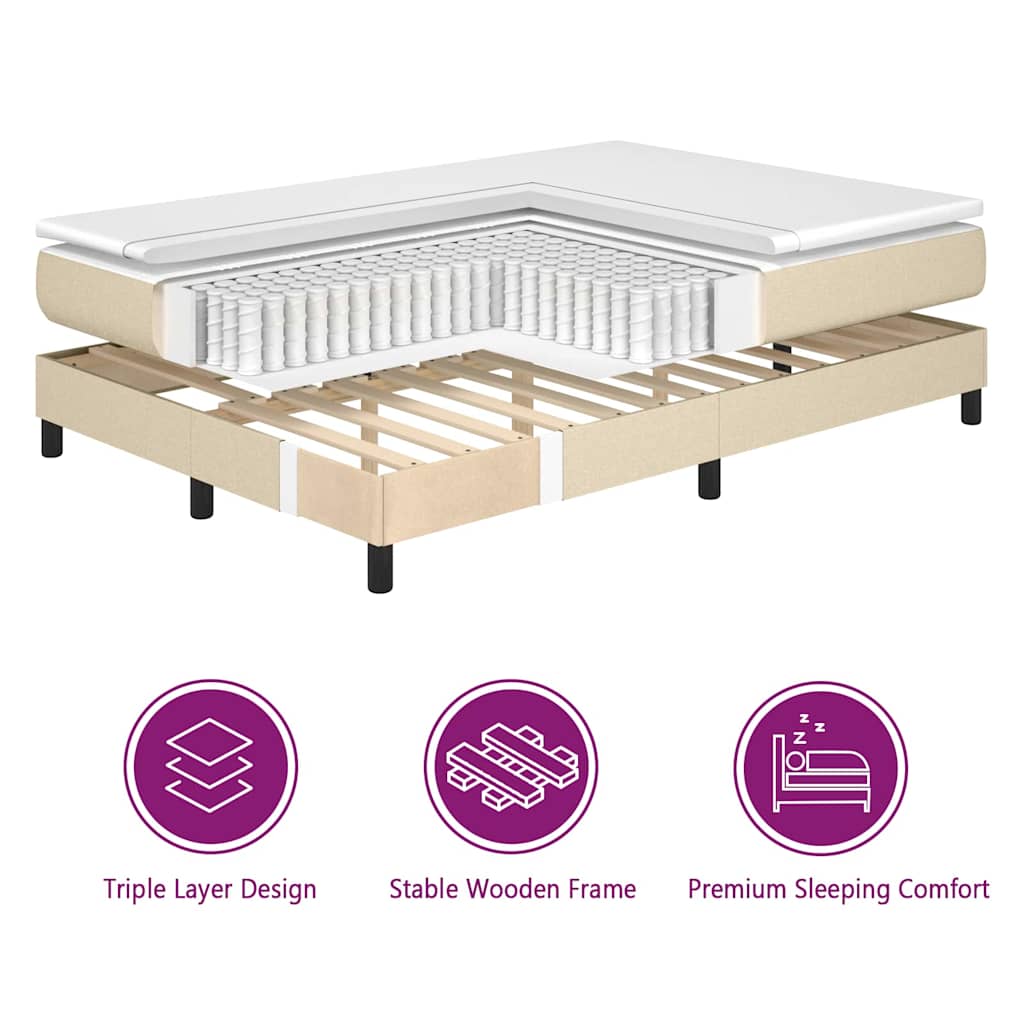 LED Box Spring Bed met hoofdeinde Crème 160 x 200 cm Stof