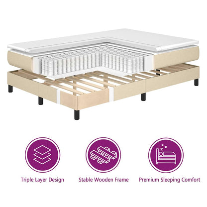 LED Box Spring Bed met hoofdeinde Crème 160 x 200 cm Stof
