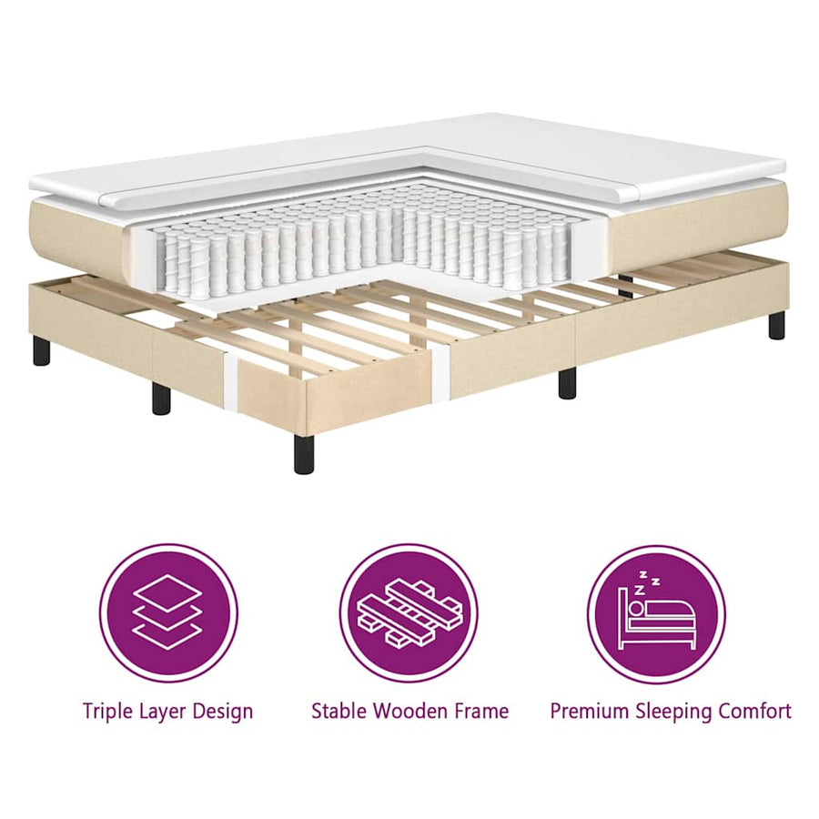 LED Box Spring Bed met hoofdeinde Crème 160 x 200 cm Stof