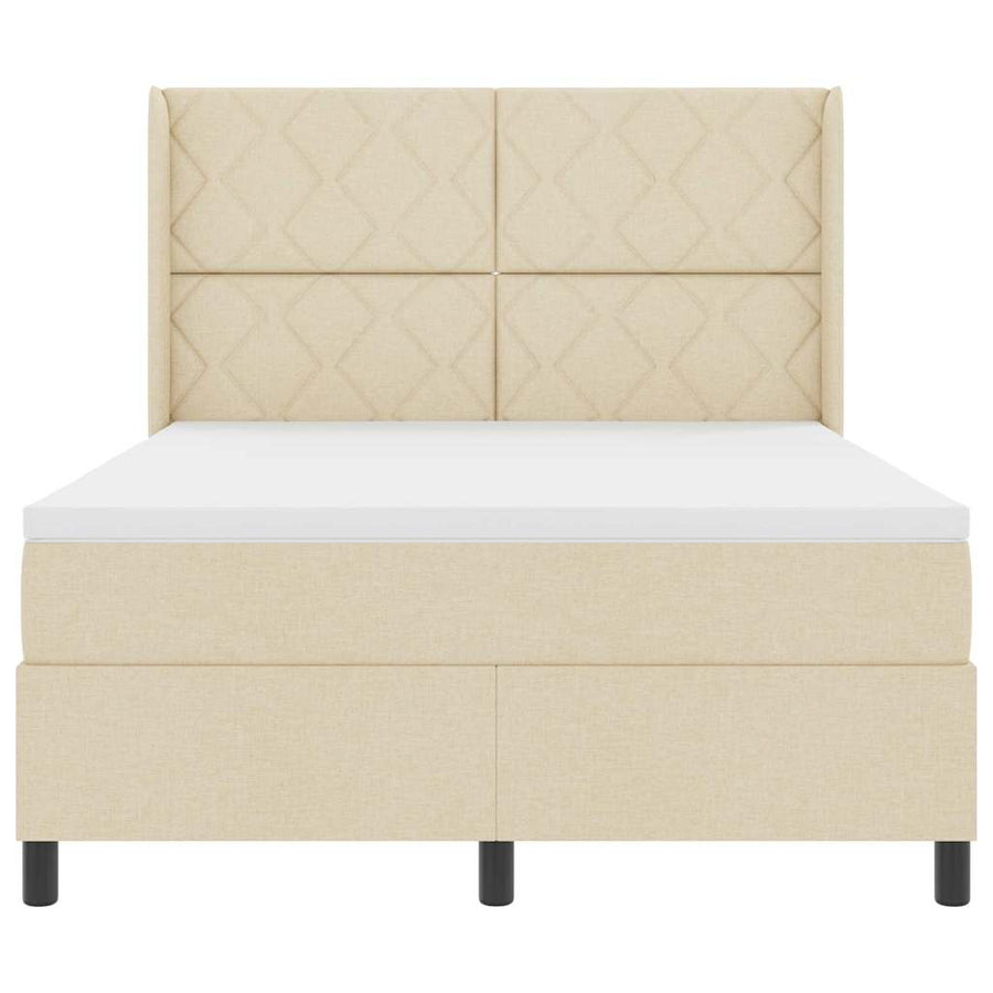 LED Box Spring Bed met hoofdeinde Crème 160 x 200 cm Stof