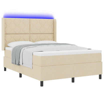 LED Box Spring Bed met hoofdeinde Crème 160 x 200 cm Stof