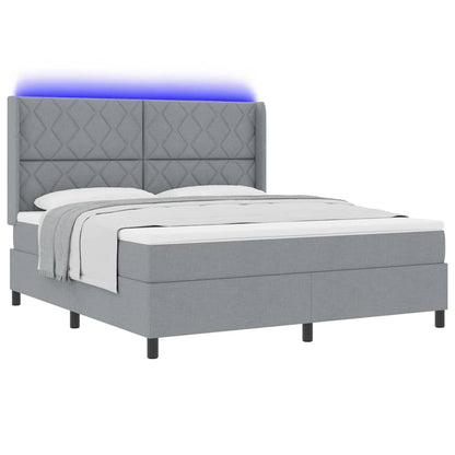 LED Box Spring Bed met hoofdeinde Lichtgrijs 180 x 200 cm Stof