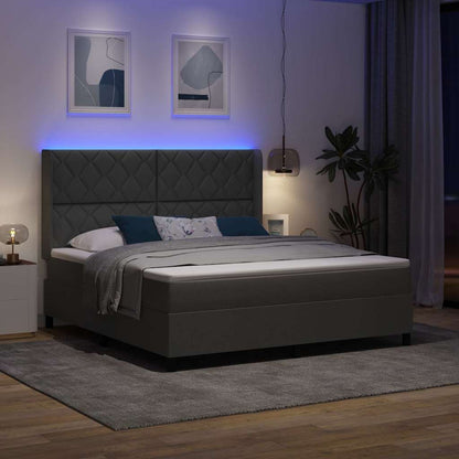 LED Box Spring Bed met hoofdeinde Donkergrijs 180 x 200 cm Stof