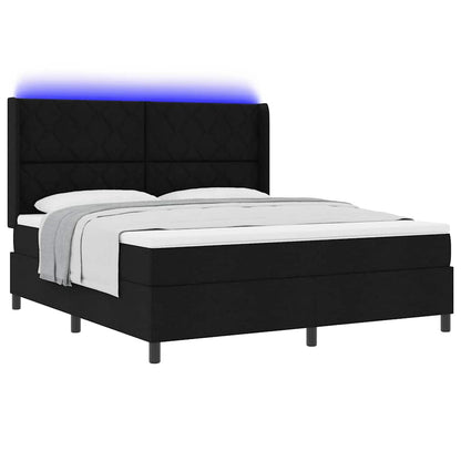 LED Box Spring Bed met hoofdeinde Zwart 180 x 200 cm Stof
