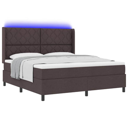 LED Box Spring Bed met hoofdeinde Donkerbruin 180 x 200 cm Stof
