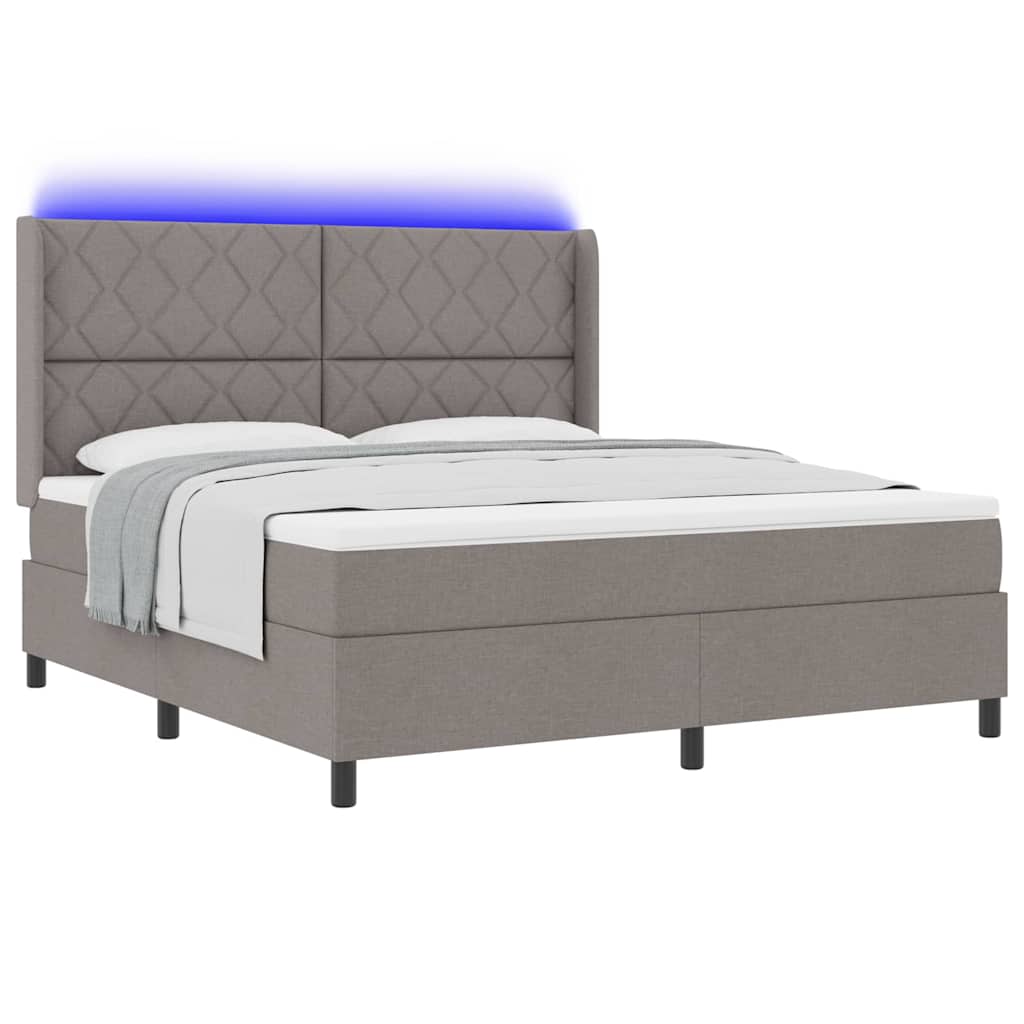 LED Box Spring Bed met hoofdeinde Taupe 180 x 200 cm Stof