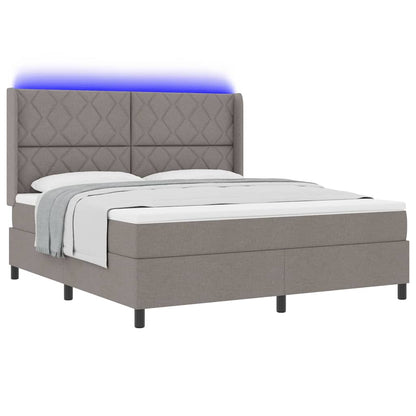 LED Box Spring Bed met hoofdeinde Taupe 180 x 200 cm Stof