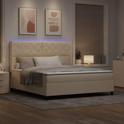 LED Box Spring Bed met hoofdeinde Crème 180 x 200 cm Stof