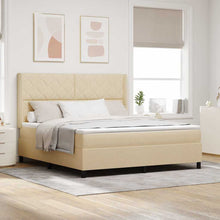 LED Box Spring Bed met hoofdeinde Crème 180 x 200 cm Stof