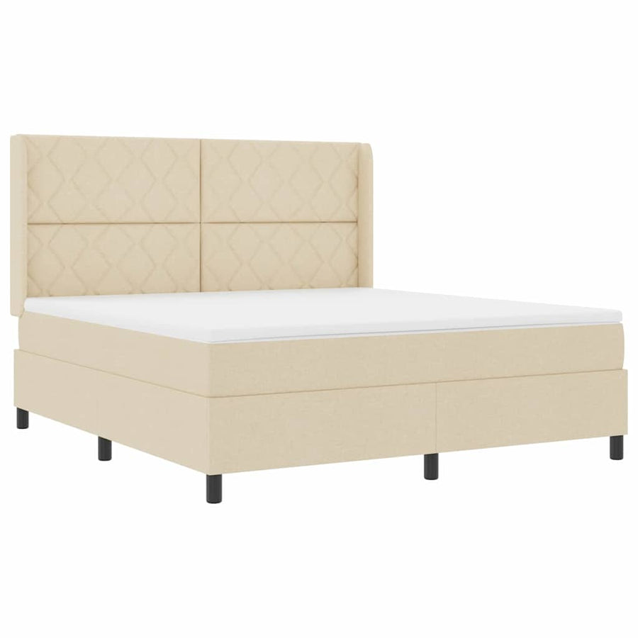 LED Box Spring Bed met hoofdeinde Crème 180 x 200 cm Stof