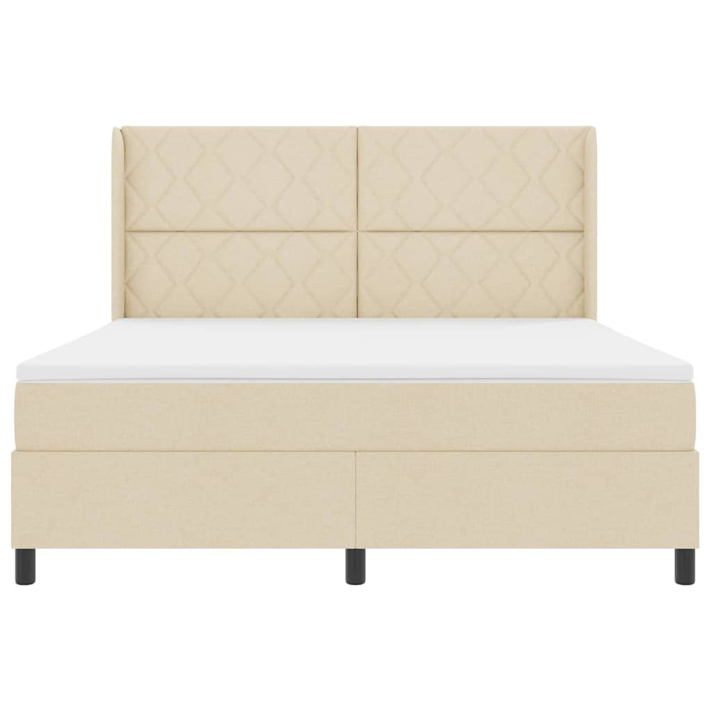 LED Box Spring Bed met hoofdeinde Crème 180 x 200 cm Stof