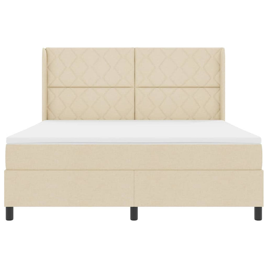 LED Box Spring Bed met hoofdeinde Crème 180 x 200 cm Stof