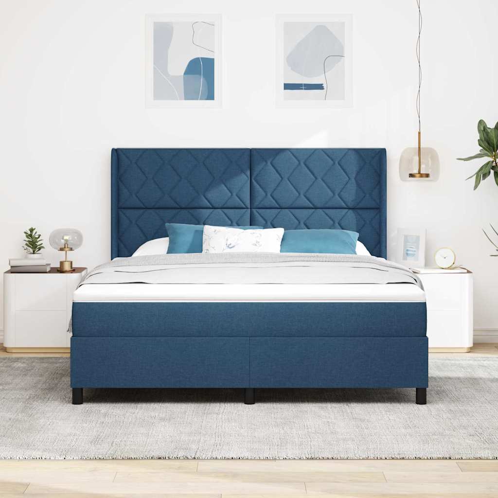 LED Box Spring Bed met hoofdeinde Blauw 180 x 200 cm Stof