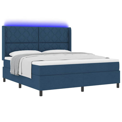 LED Box Spring Bed met hoofdeinde Blauw 180 x 200 cm Stof