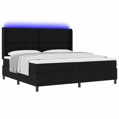 LED Box Spring Bed met matras Zwart 200 x 200 cm Stof