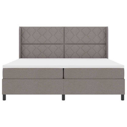 LED Box Spring Bed met hoofdeinde Taupe 200 x 200 cm Stof