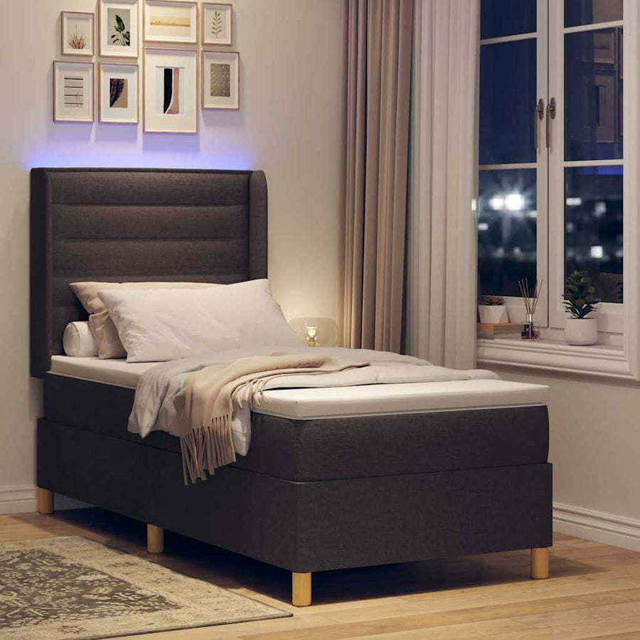 Boxspringbed met LED-stripverlichting Bruin 80 x 200 cm Stof