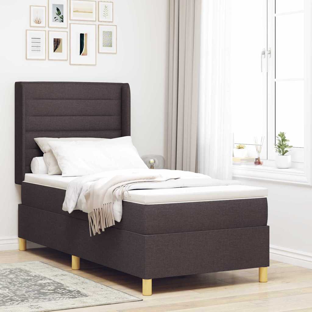 Boxspringbed met LED-stripverlichting Bruin 80 x 200 cm Stof