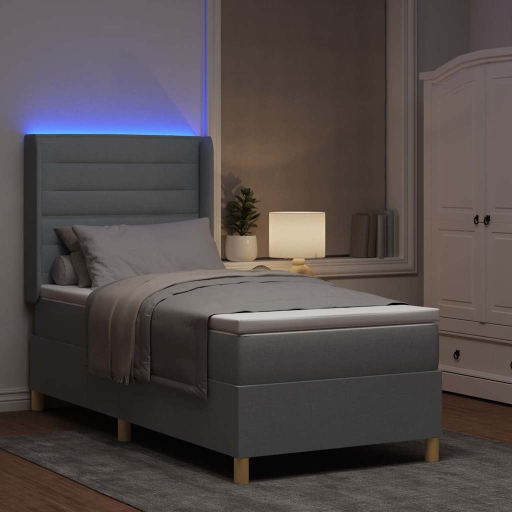 Boxspringbed met hoofdeinde Lichtgrijs 90 x 190 cm Stof
