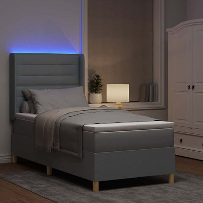 Boxspringbed met hoofdeinde Lichtgrijs 90 x 190 cm Stof