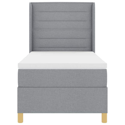 Boxspringbed met hoofdeinde Lichtgrijs 90 x 190 cm Stof