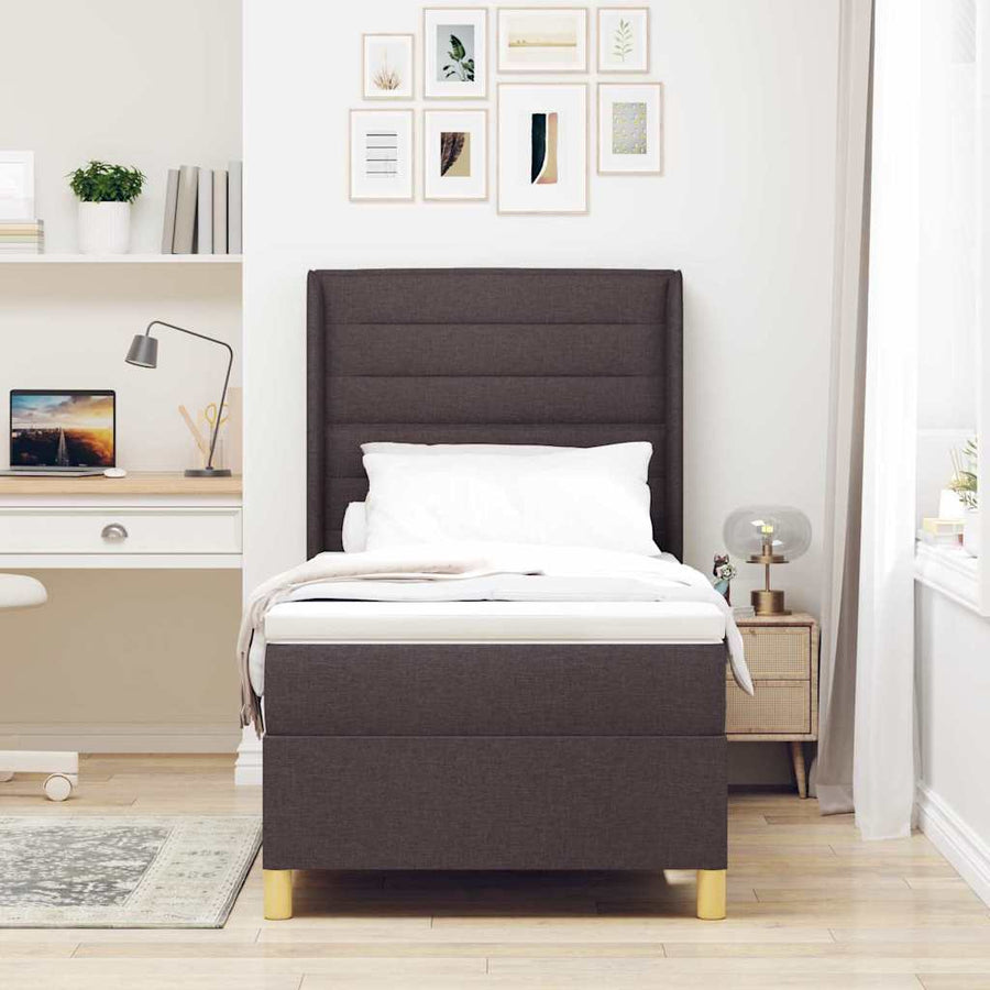 Boxspring bed met matras Bruin 90 x 190 cm Stof