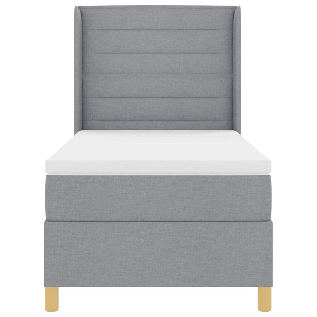 Boxspringbed met hoofdeinde Lichtgrijs 90 x 200 cm Stof