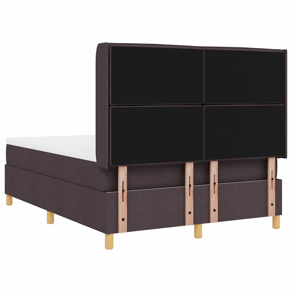 Boxspringbed met LED-stripverlichting Bruin 140 x 190 cm Stof