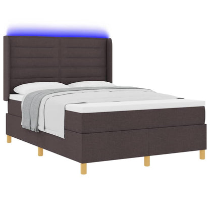 Boxspringbed met LED-stripverlichting Bruin 140 x 200 cm Stof
