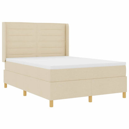 Boxspringbed met LED-stripverlichting Crème 160 x 200 cm Stof