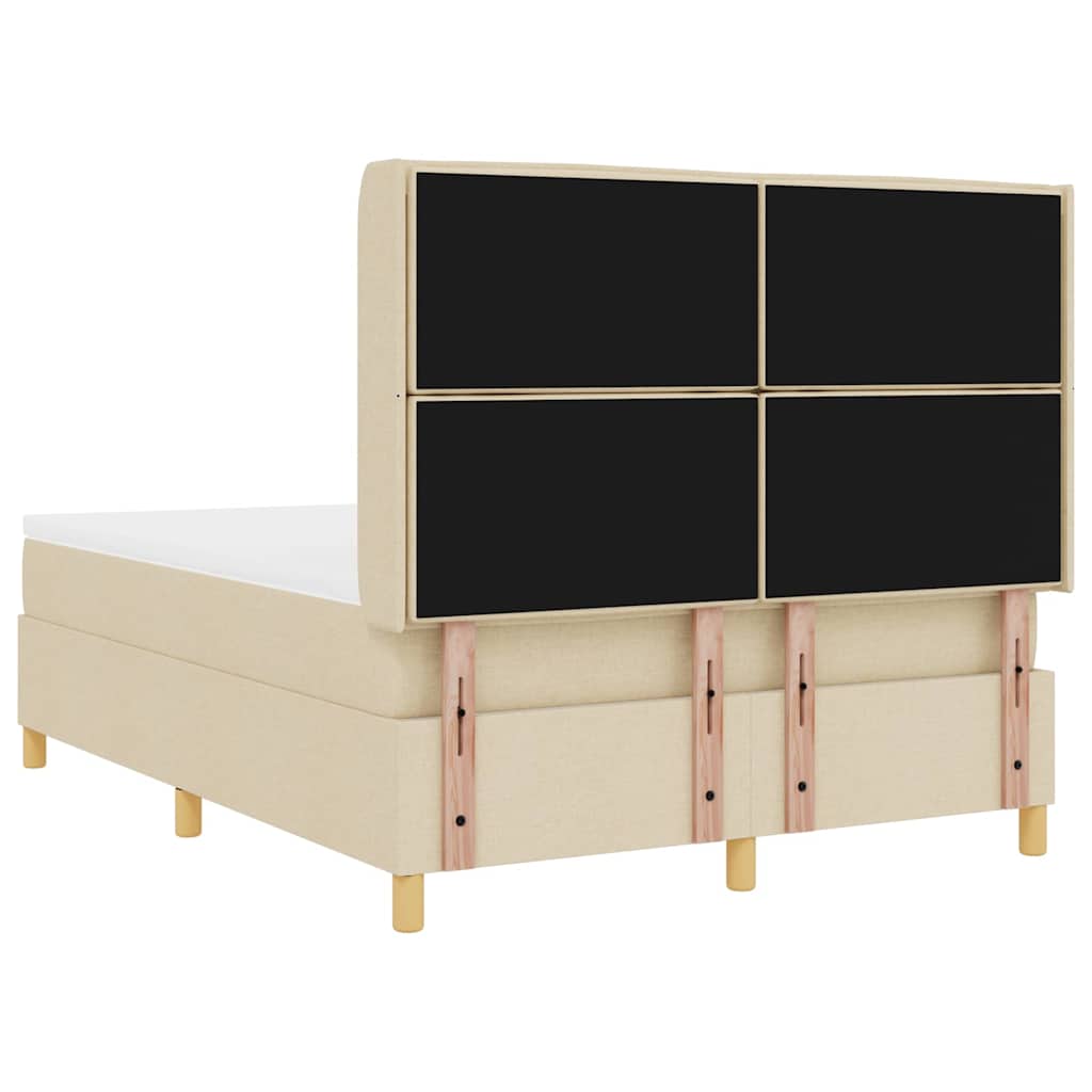 Boxspringbed met LED-stripverlichting Crème 160 x 200 cm Stof