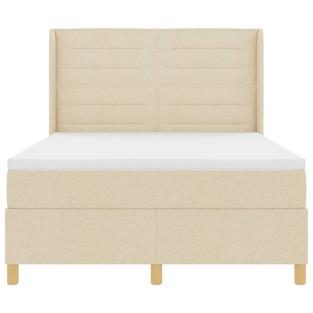 Boxspringbed met LED-stripverlichting Crème 160 x 200 cm Stof