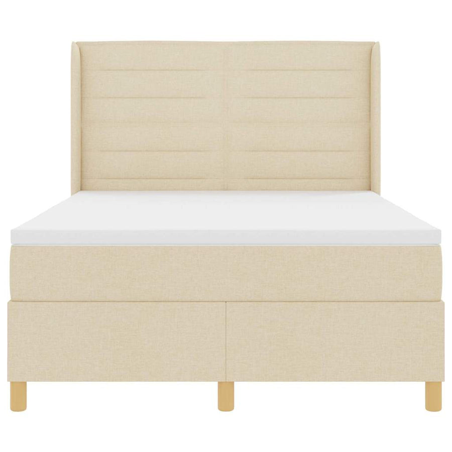 Boxspringbed met LED-stripverlichting Crème 160 x 200 cm Stof