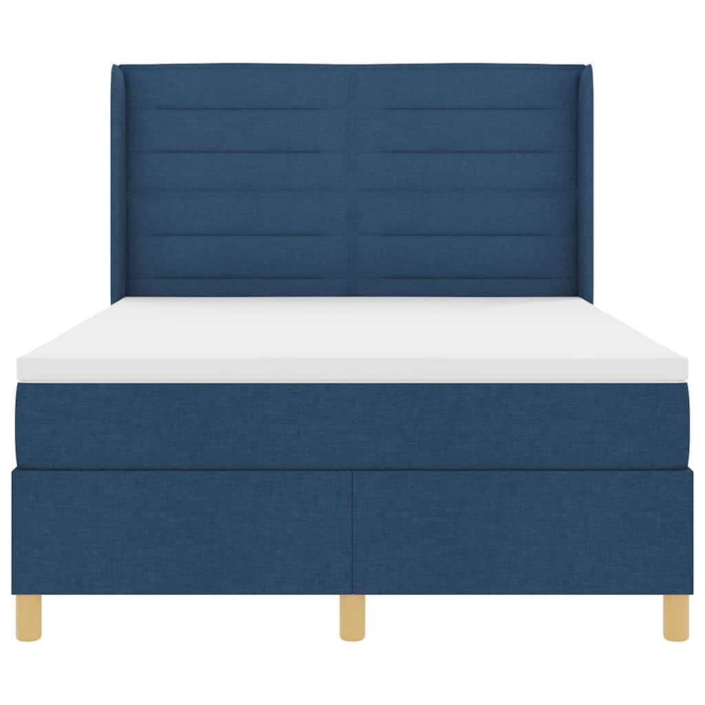 Boxspringbed met LED-stripverlichting Blauw 160 x 200 cm Stof
