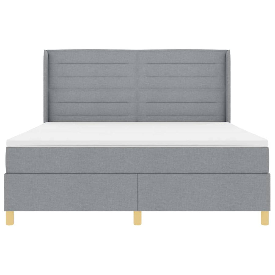 Boxspringbed met hoofdeinde Lichtgrijs 180 x 200 cm Stof