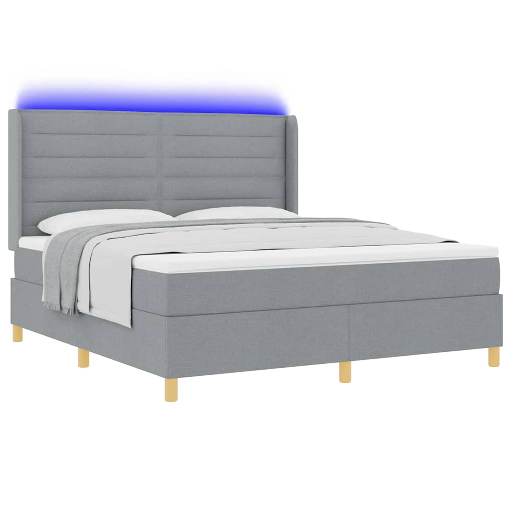 Boxspringbed met hoofdeinde Lichtgrijs 180 x 200 cm Stof