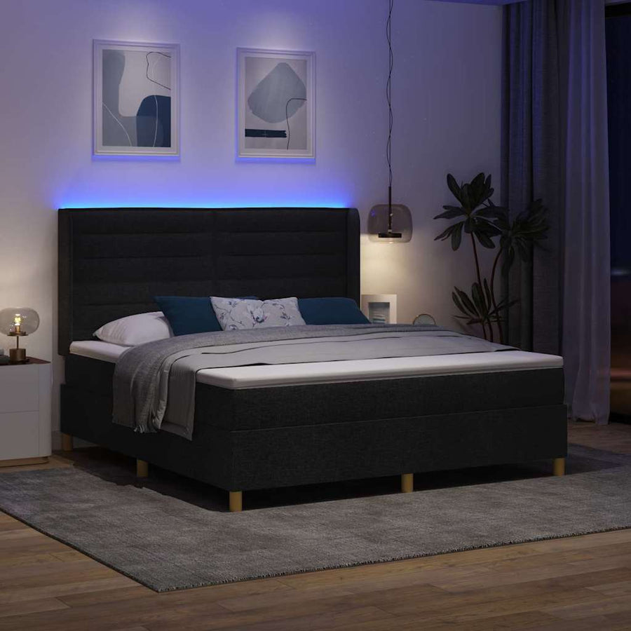 Boxspring bed met matras Zwart 180 x 200 cm Stof