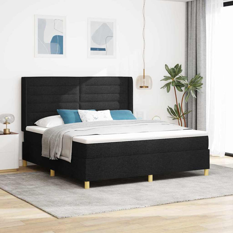 Boxspring bed met matras Zwart 180 x 200 cm Stof