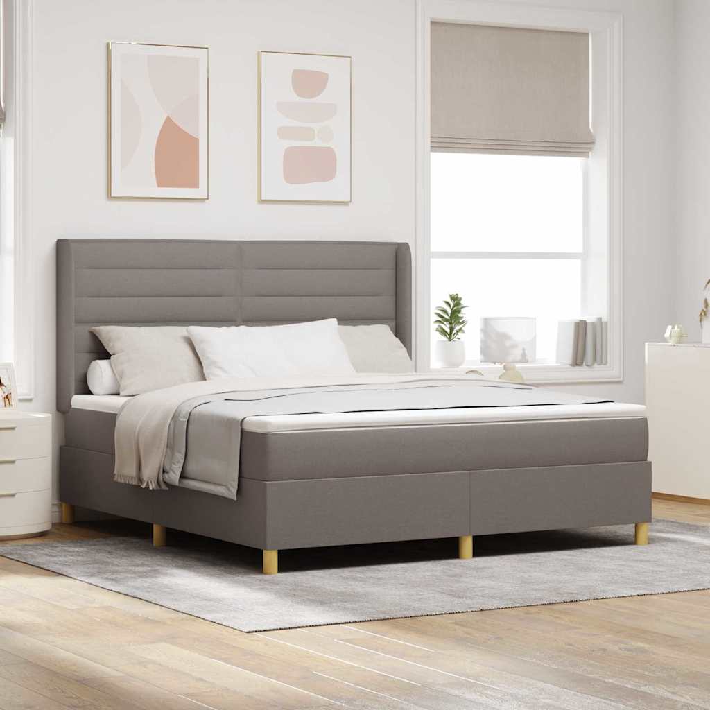Boxspringbed met LED-stripverlichting Taupe 180 x 200 cm Stof