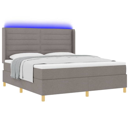 Boxspringbed met LED-stripverlichting Taupe 180 x 200 cm Stof