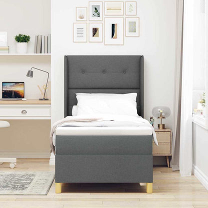 Boxspringbed met LED-stripverlichting Grijs 90 x 190 cm Stof