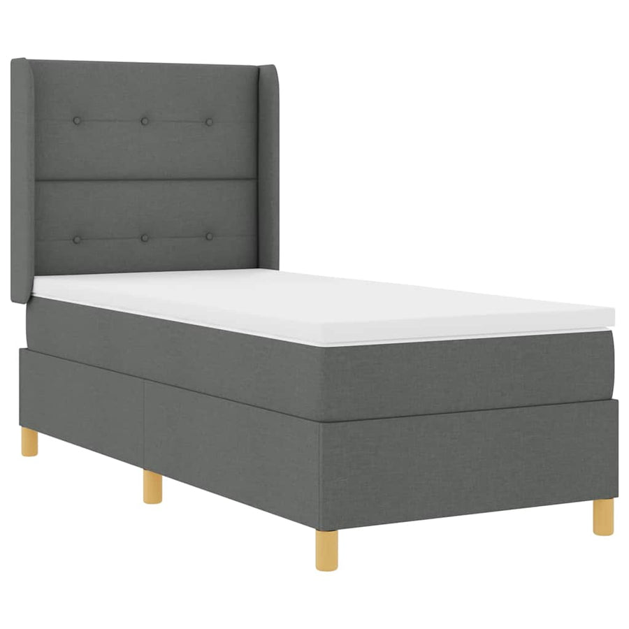 Boxspringbed met LED-stripverlichting Grijs 90 x 190 cm Stof