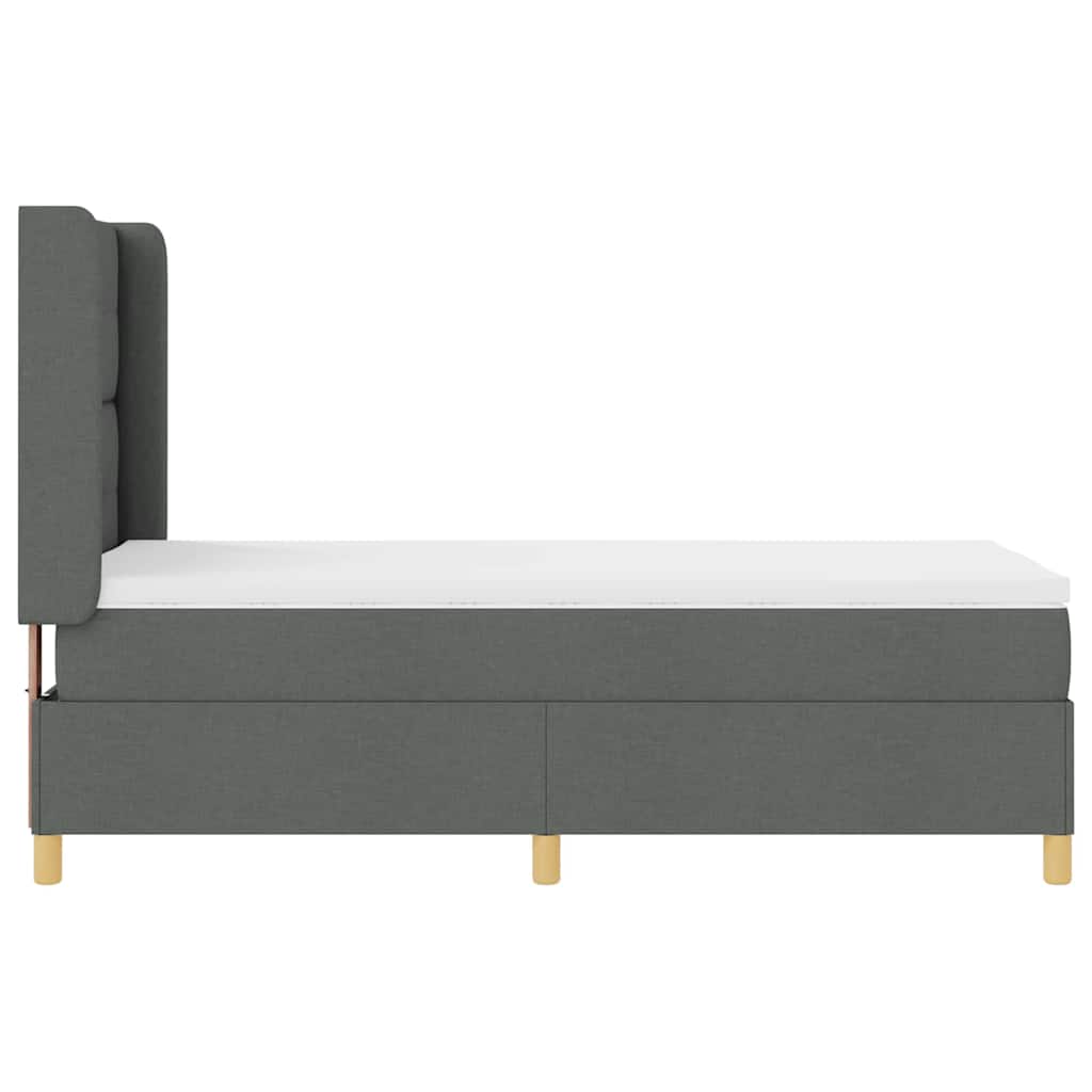 Boxspringbed met LED-stripverlichting Grijs 90 x 200 cm Stof