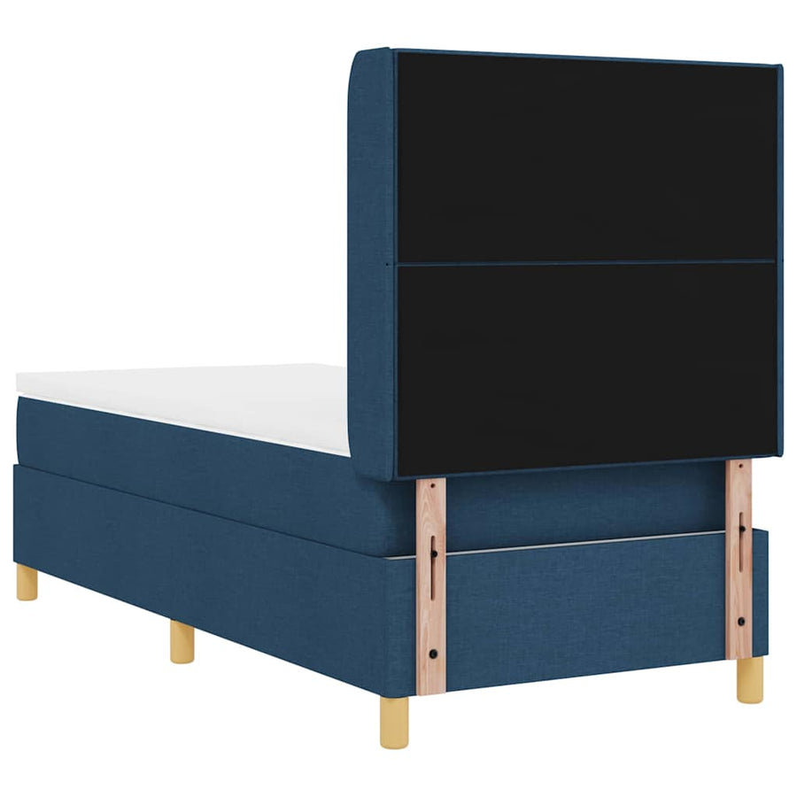 Boxspringbed met LED-stripverlichting Blauw 90 x 200 cm Stof