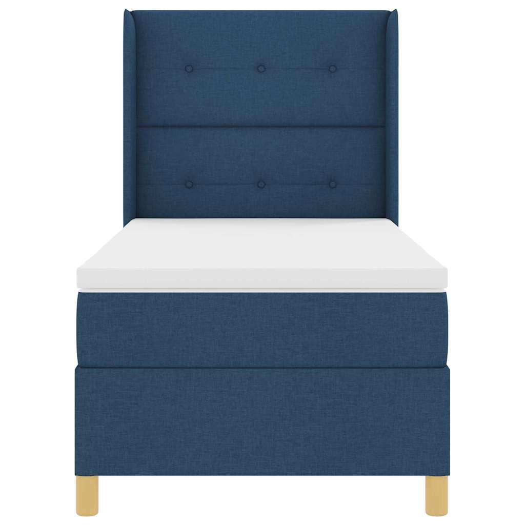 Boxspringbed met LED-stripverlichting Blauw 90 x 200 cm Stof