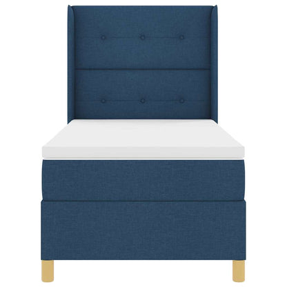 Boxspringbed met LED-stripverlichting Blauw 90 x 200 cm Stof