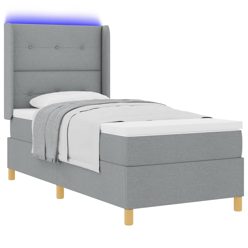 Boxspringbed met hoofdeinde Lichtgrijs 100 x 200 cm Stof