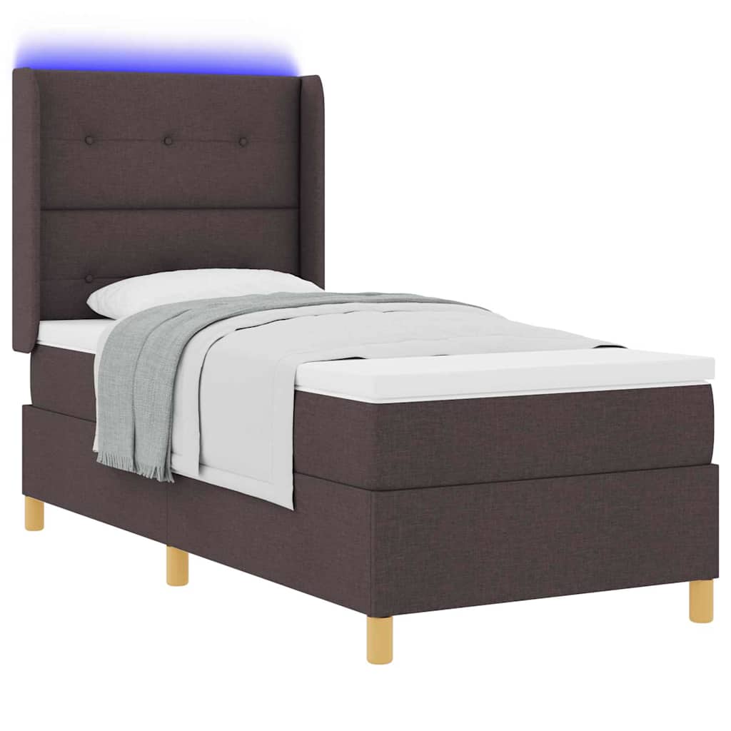 Boxspringbed met LED-stripverlichting Bruin 100 x 200 cm Stof